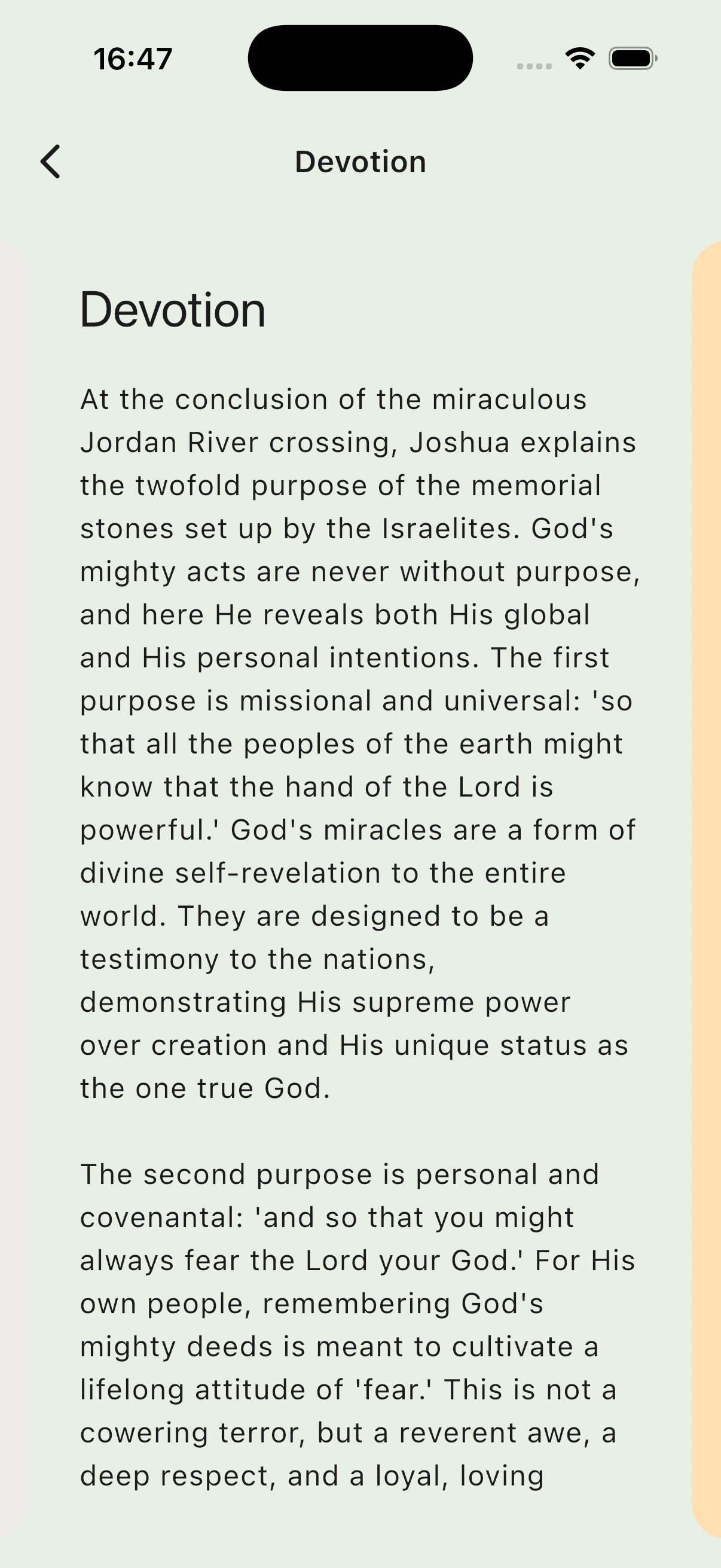 Daily devotion screen