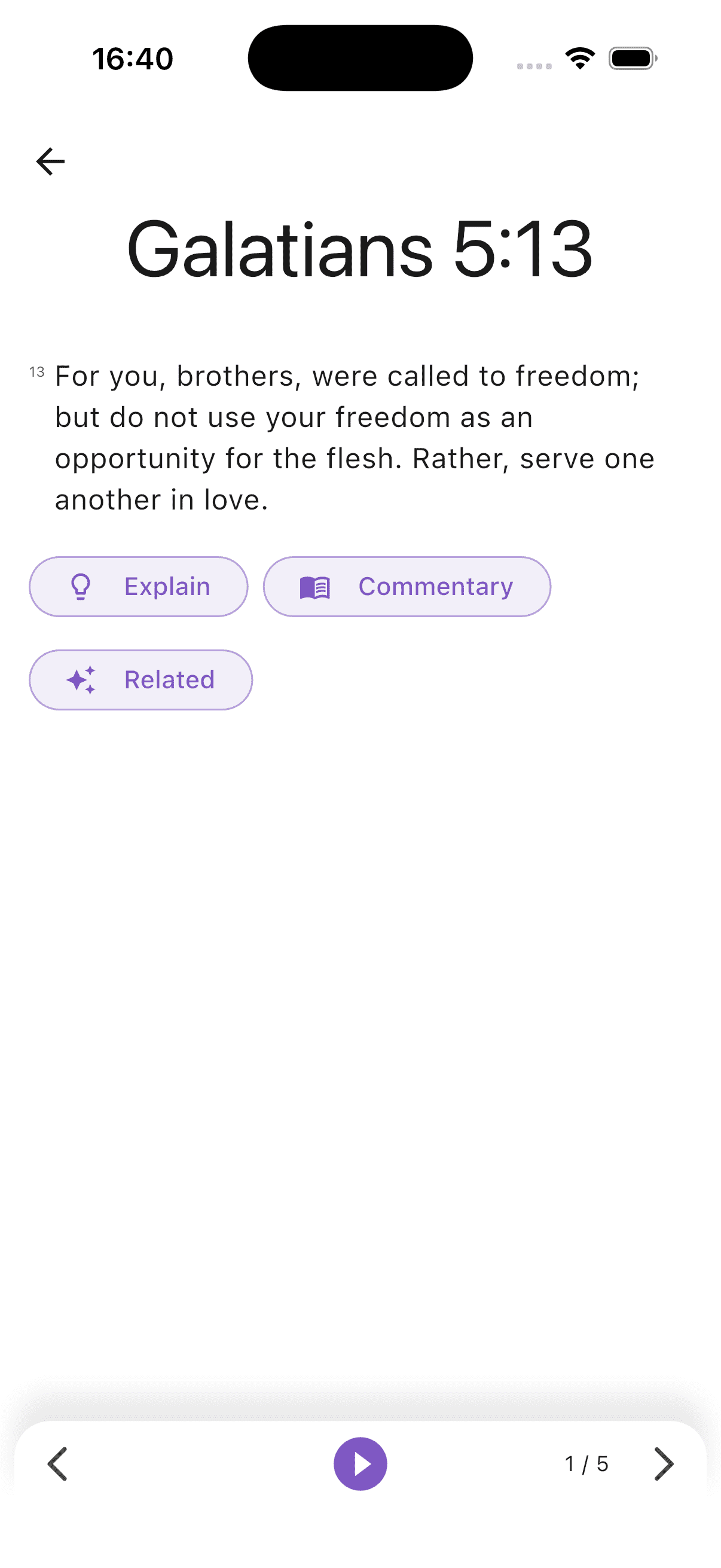 Custom Bible Plan showing Galatians 5:13
